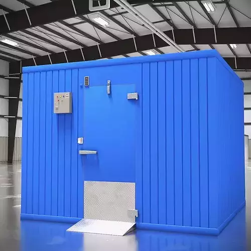 Modular Cold Warehouse With Racks Blue 3D model 2