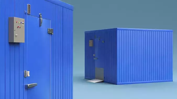Modular Cold Warehouse With Racks Blue 3D model 3