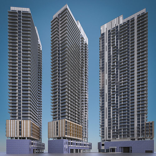Apartment Building 02 Low-poly 3D model 3