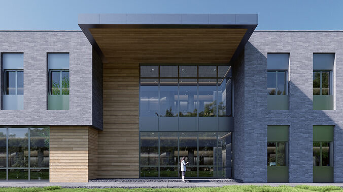 civic building Low-poly 3D model 2