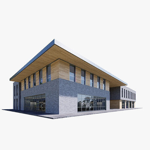 civic building Low-poly 3D model 3