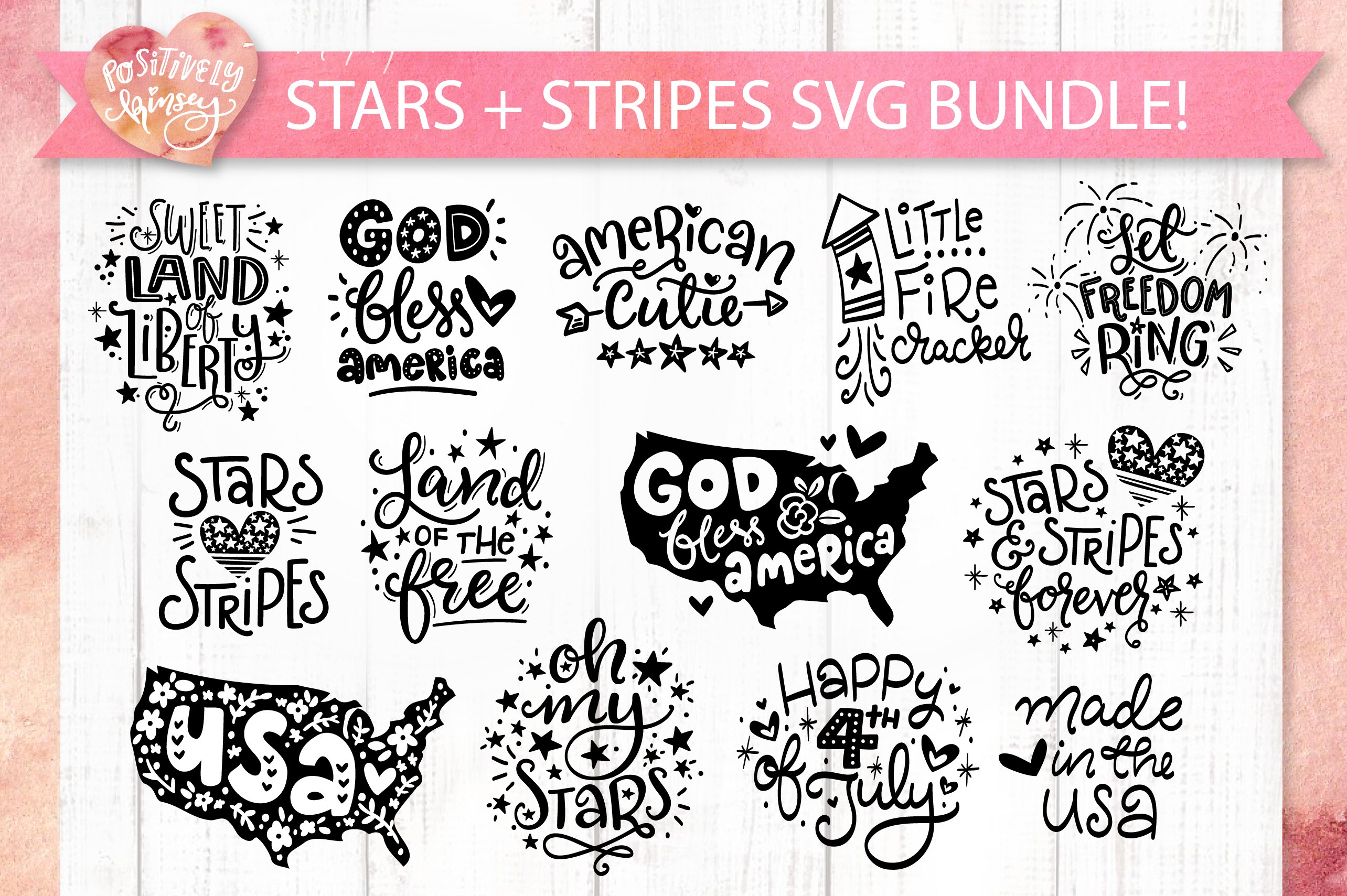Stars and Stripes SVG Bundle, 13 4th of July SVG Files, USA