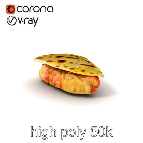 Realistic Chicken Quesadilla with Cheese Pull model pack Low-poly 3D model 3