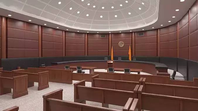 Courtroom Interior 3D model 2