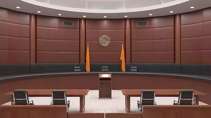 Courtroom Interior 3D model 3