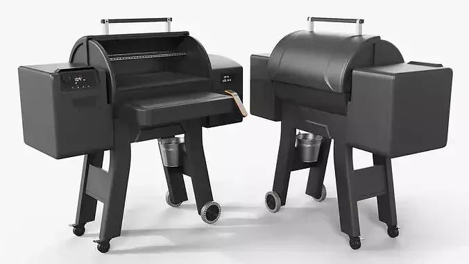 BBQ Smoker Grill with Air Fryer Black 3D model