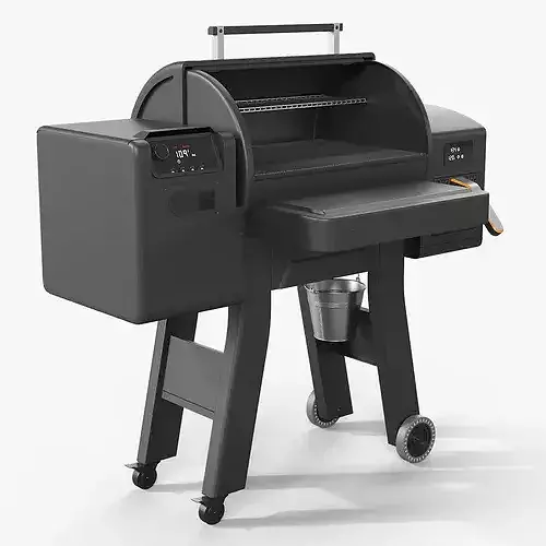 BBQ Smoker Grill with Air Fryer Black 3D model 3