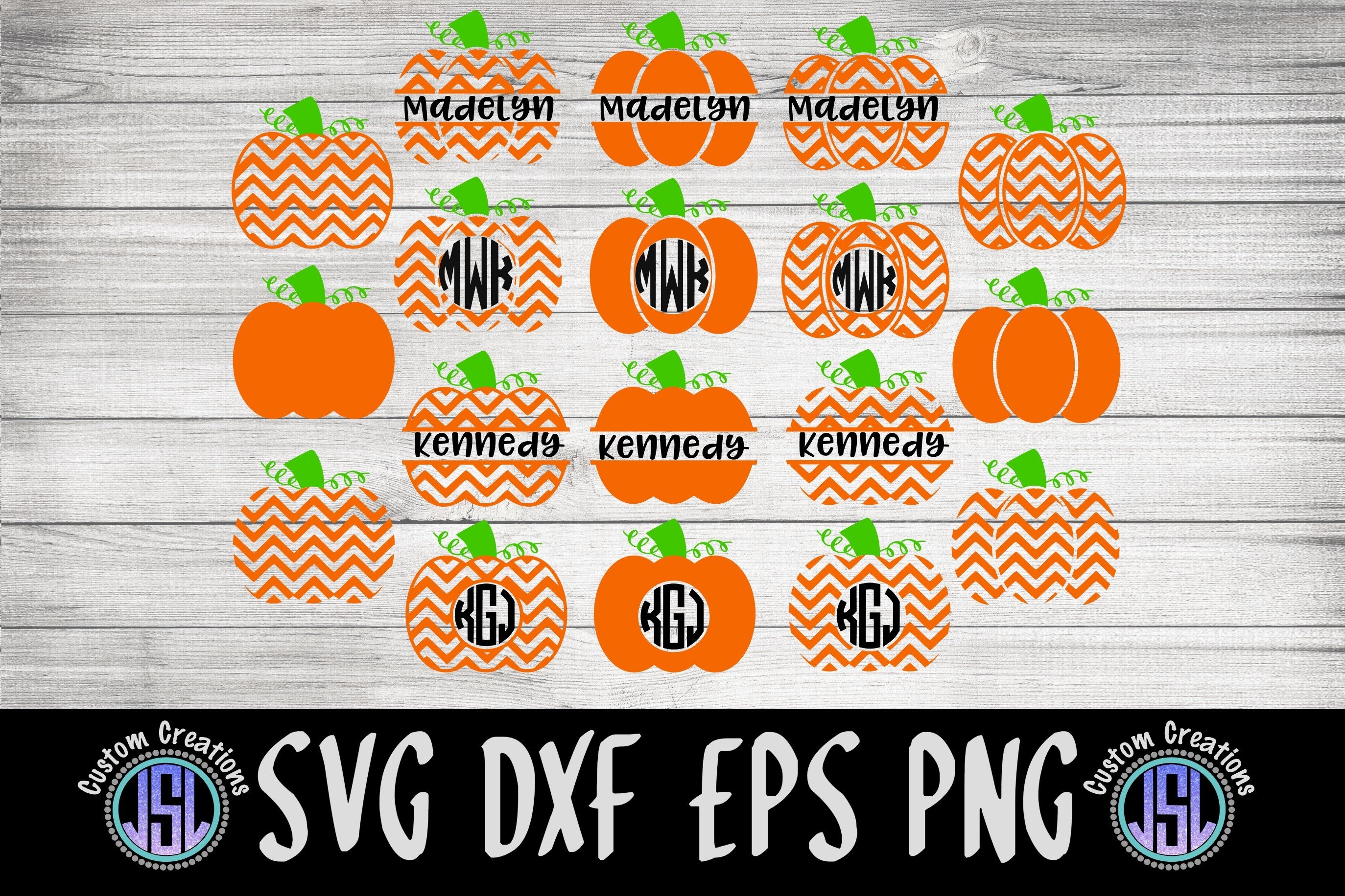 Pumpkin Monogram Frames | Set of 18 Bundle| SVG DXF EPS PNG