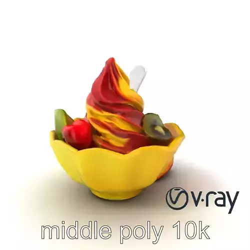 Rainbow Gelato Sundae Bowl model pack Low-poly 3D model