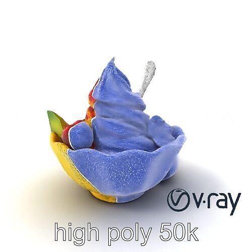 Rainbow Gelato Sundae Bowl model pack Low-poly 3D model 2