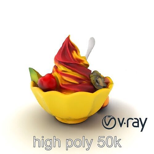 Rainbow Gelato Sundae Bowl model pack Low-poly 3D model 3