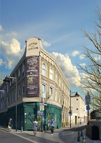 Redshift - C4D Scene files - Old London Pub Exterior 3D model 2