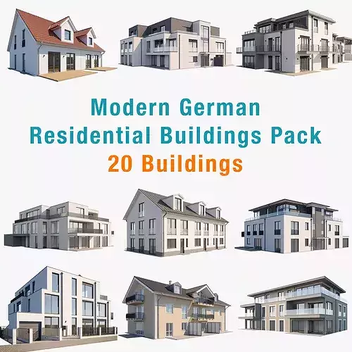 Modern German Residential Buildings Pack - 20 Buildings