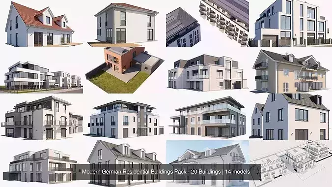 Modern German Residential Buildings Pack - 20 Buildings 2