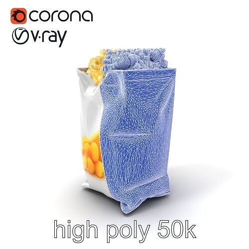 Microwave Popcorn Bag 3D Packaging model pack Low-poly 3D model 2