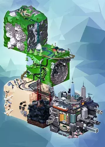 Low Poly Scenes futuristic city 3D model