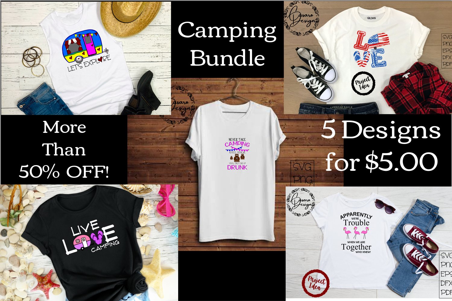Camping T shirt Bundle! Lets Adventure!