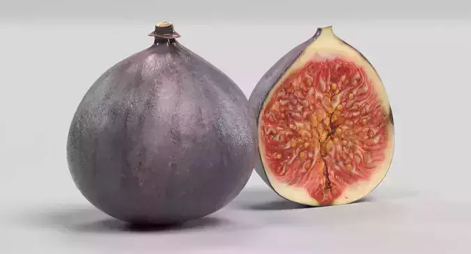 Figs - Whole and Half Fruit 3D model