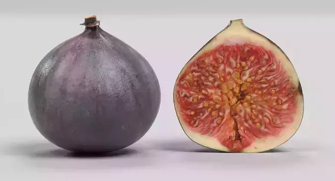 Figs - Whole and Half Fruit 3D model 3