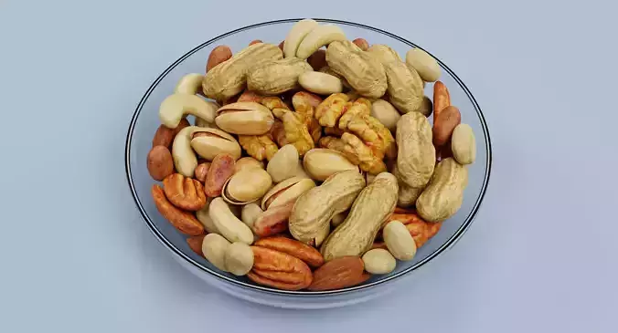 Nuts in Bowl - Food Display 3D model 2