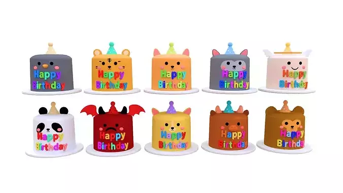 Low-Poly Birthday Cake Pack 01 Low-poly 3D model