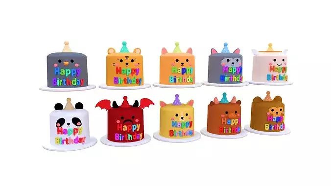 Low-Poly Birthday Cake Pack 01 Low-poly 3D model 2