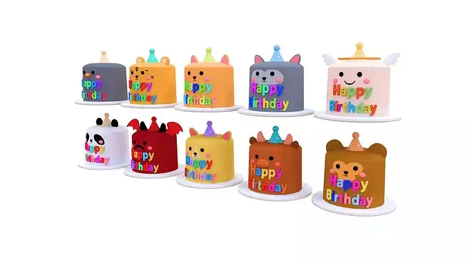 Low-Poly Birthday Cake Pack 01 Low-poly 3D model 3