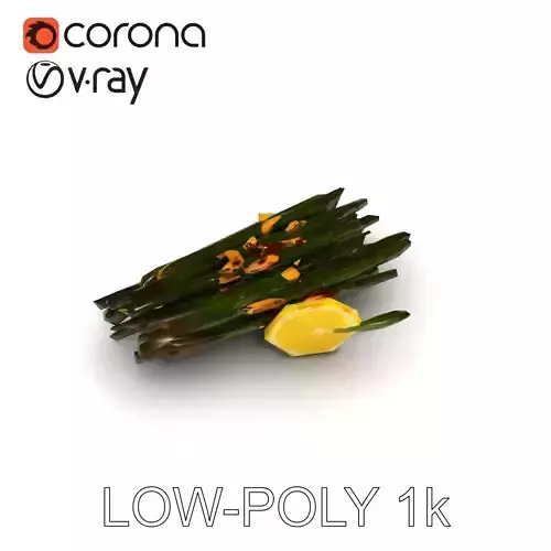 Roasted Asparagus with Lemon Slice Model Pack Low-poly 3D model