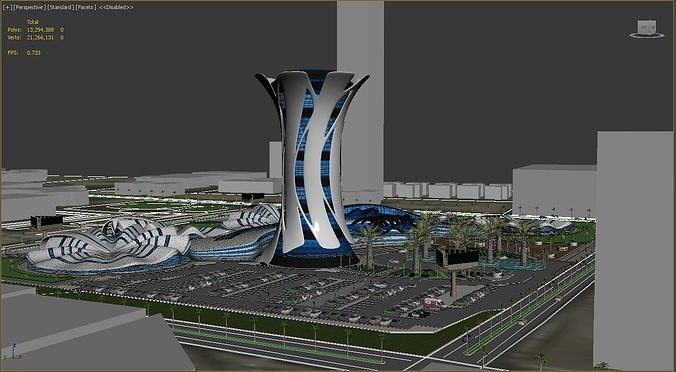 Administrative Futuristic building 3D model 2