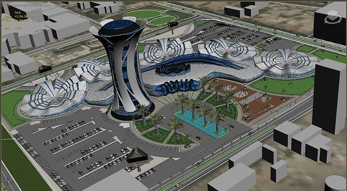 Administrative Futuristic building 3D model 3