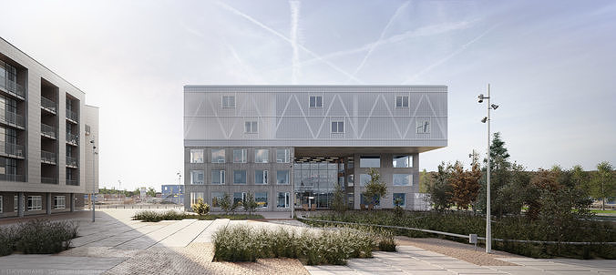 Cortex Park exterior scene 3D model 3