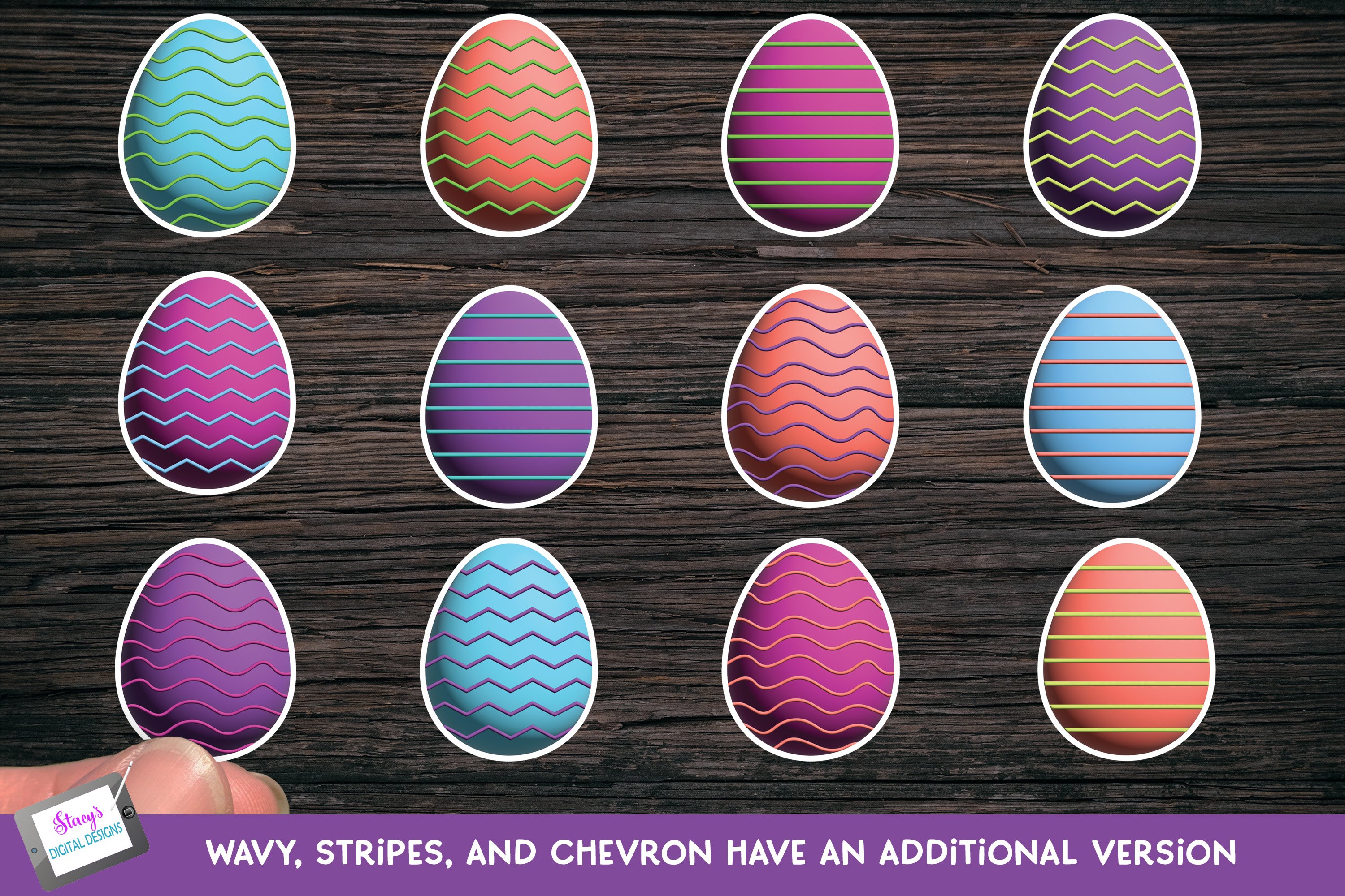 Easter Egg Sticker Bundle - 32 Printable Easter Egg Designs 2