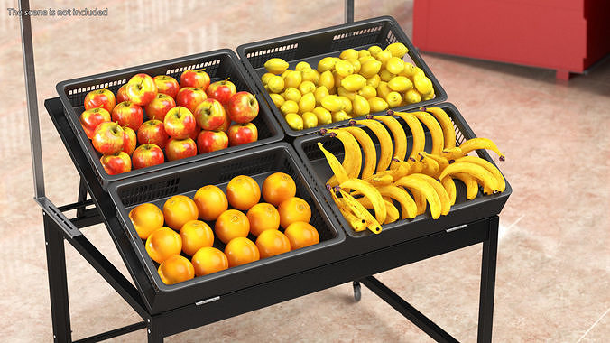 Shop Display with Fruit and Vegetables Collection 3D Model Pack 3