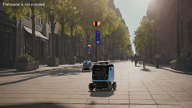 Sleeping Delivery Robot Kiwibot Cyan 3D model