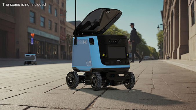 Sleeping Delivery Robot Kiwibot Cyan 3D model 2