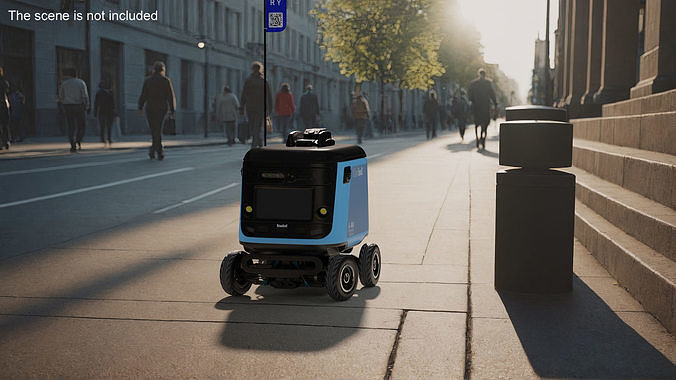 Sleeping Delivery Robot Kiwibot Cyan 3D model 3