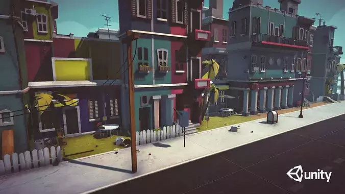 Cartoon Low Poly Modular City Pack Low-poly 3D model 3