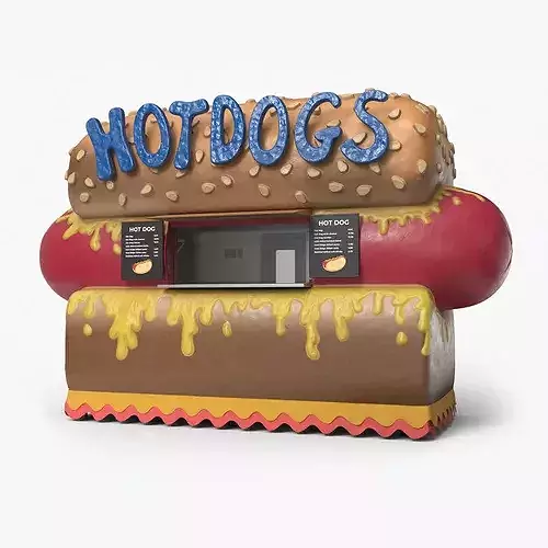 Hot Dog Shaped Food Stand 3D model