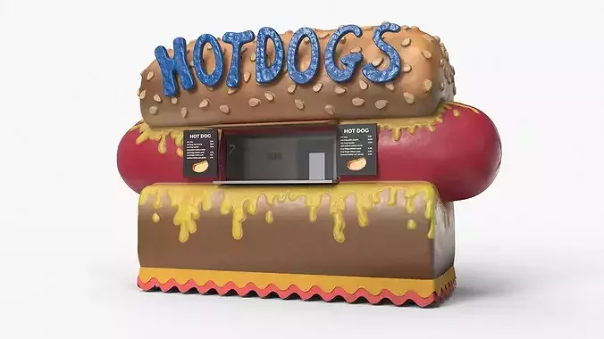 Hot Dog Shaped Food Stand 3D model 2
