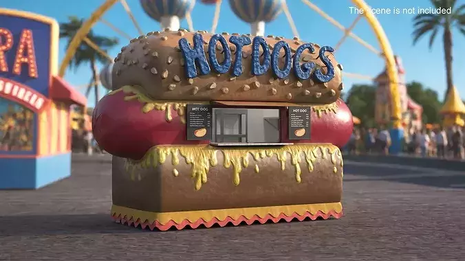 Hot Dog Shaped Food Stand 3D model 3