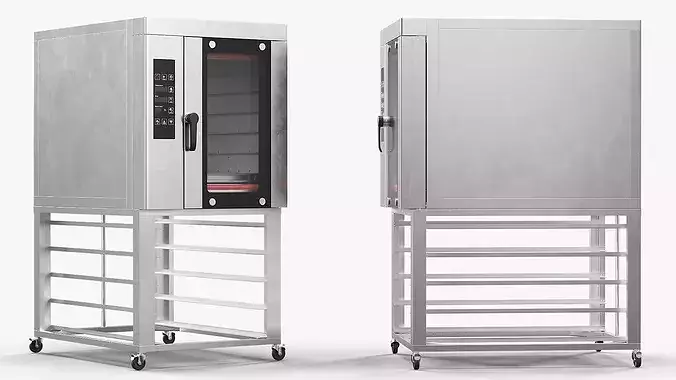 Commercial Convection Oven with Mobile Stand 3D model