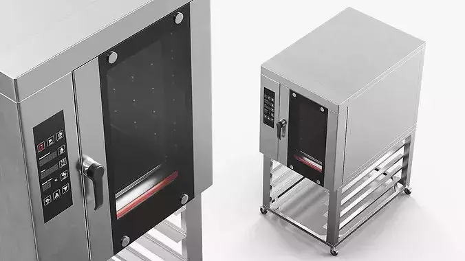 Commercial Convection Oven with Mobile Stand 3D model 3