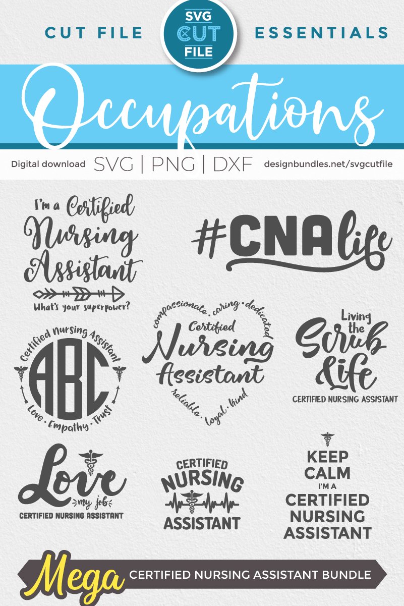 CNA bundle svg - 8 certified nursing assistant svg files 2