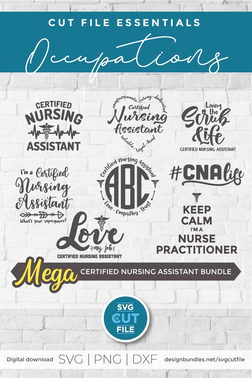 CNA bundle svg - 8 certified nursing assistant svg files 3