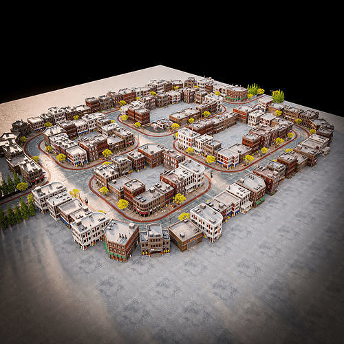 URBAN CITY SCENE WITH ALL THE ASSET 3D Model Pack 3