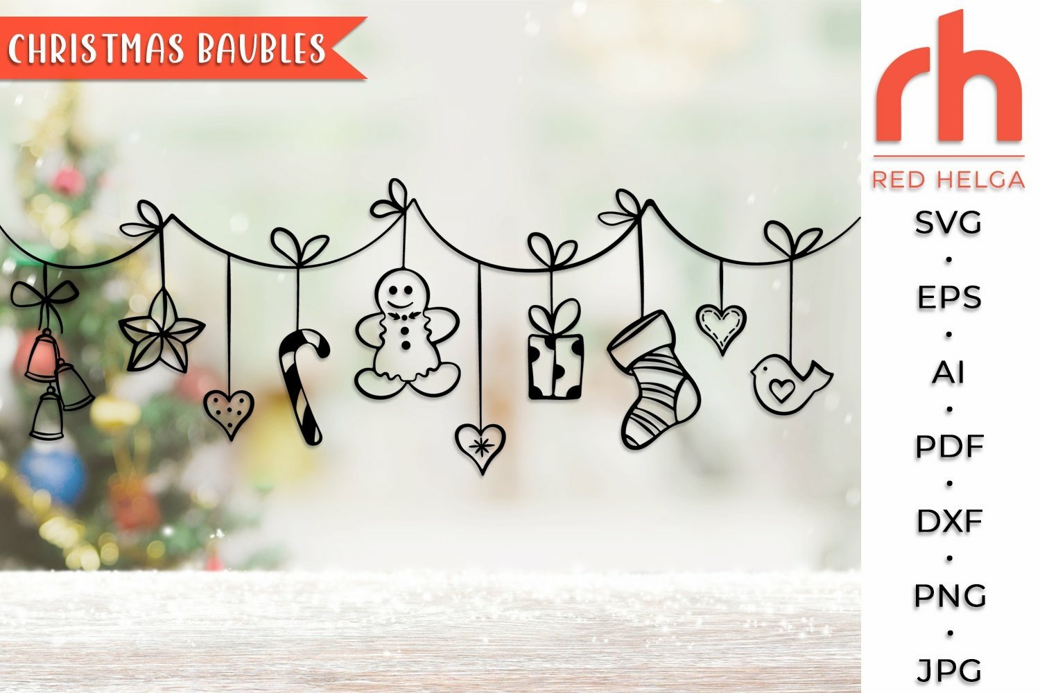 Christmas Baubles Bundle SVG - Hanging Balls Cut File 2