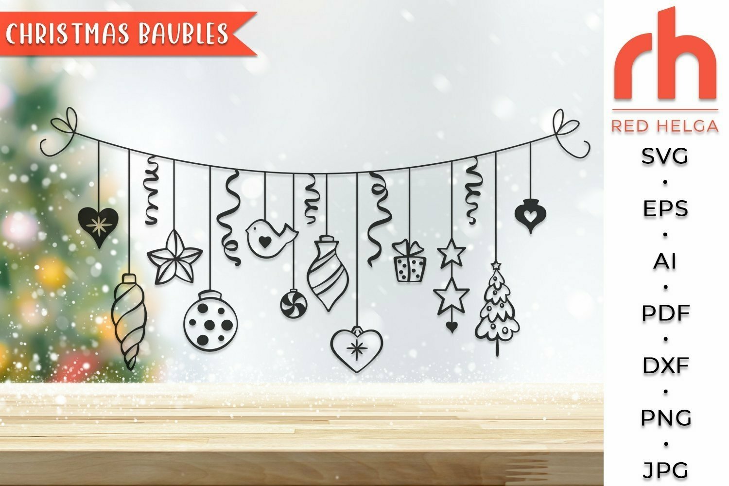 Christmas Baubles Bundle SVG - Hanging Balls Cut File 3