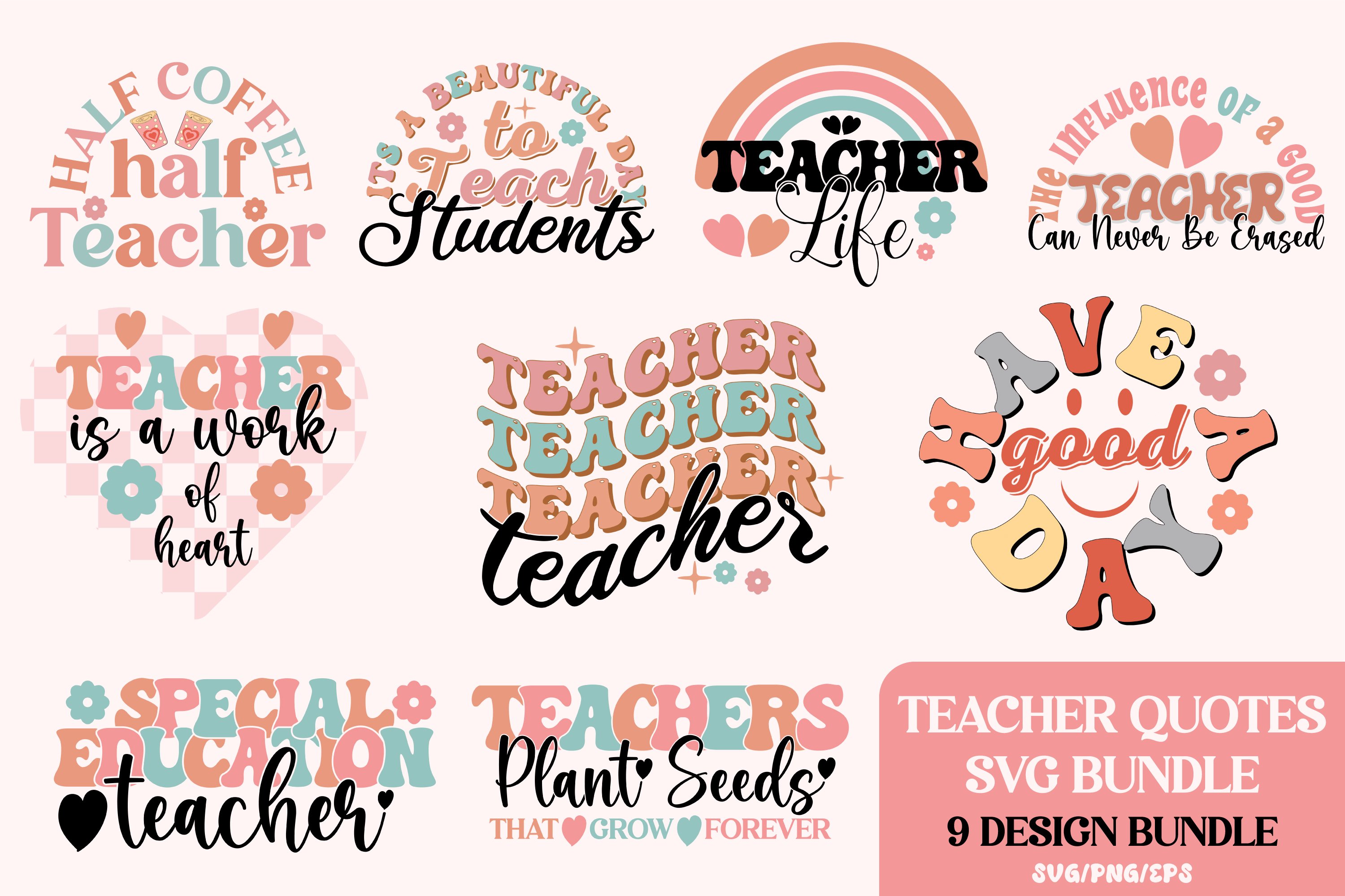 Teacher Quotes SVG Bundle Design