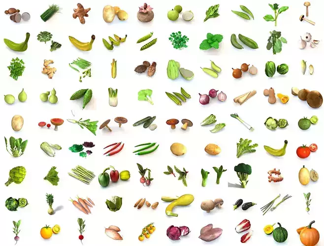 Vegetables 3d model collection Low-poly 3D model
