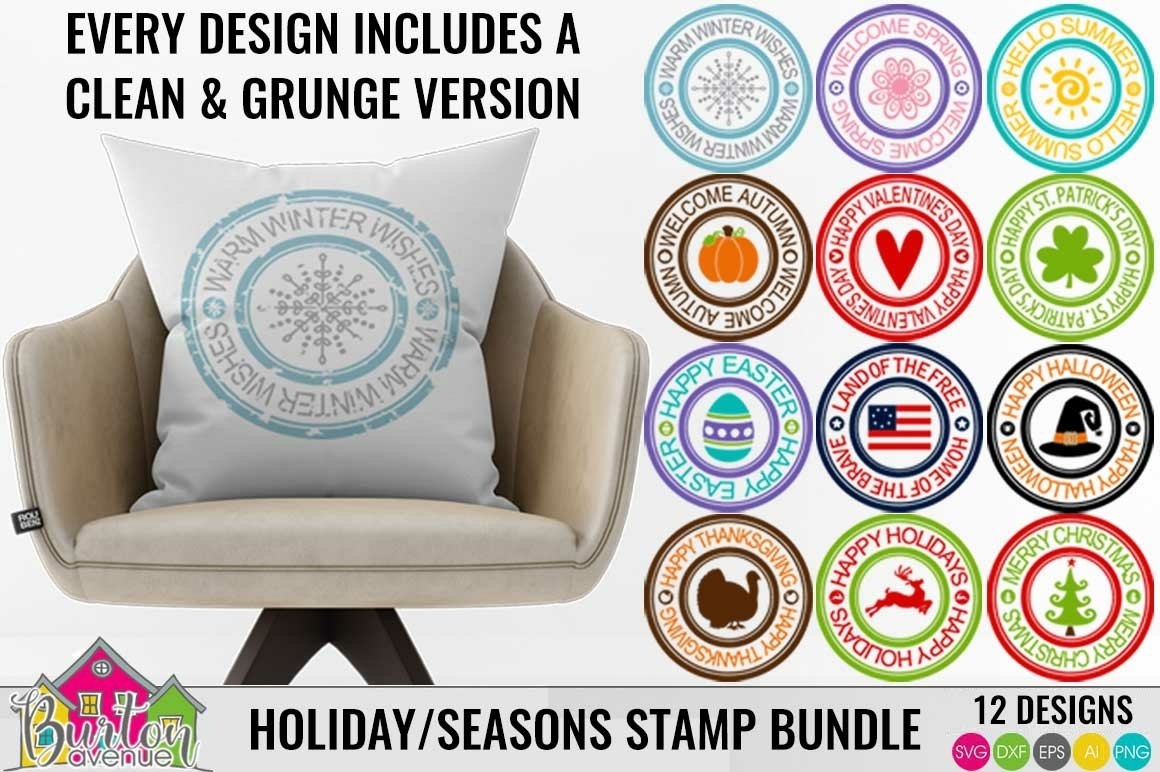 Holidays and Seasons Stamp Bundle| Round SVG Files